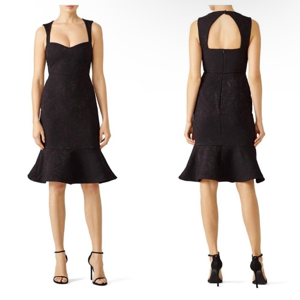 Likely Black Camille Floral Jacquard Flare Hem Dress